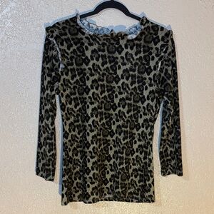 Hayden Animal Print Long Sleeve Top - Black and Tan